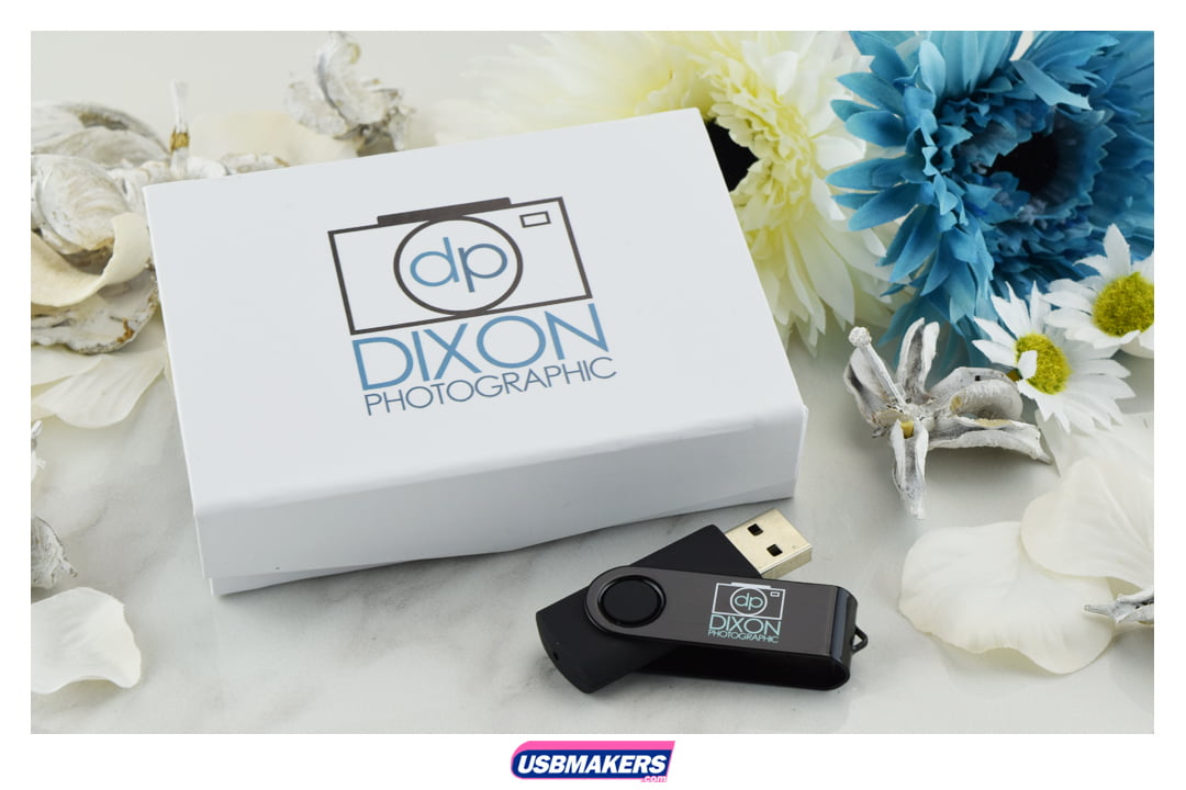 White Magnetic Flip USB Gift Box