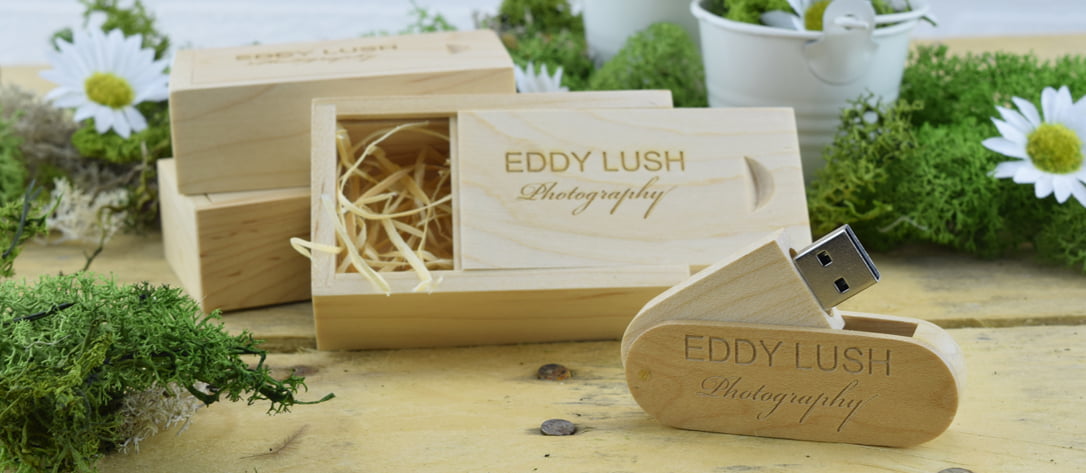 Light Wooden Slide USB Gift Box