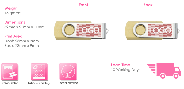 Eco Twister USB Stick Print Area
