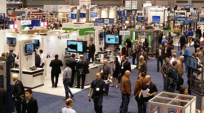 Trade show floor crowd