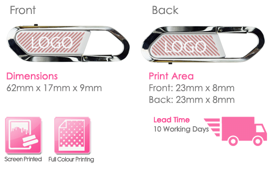 Mini Carabiner USB Stick Print Area Mini Carabiner USB Stick Print Area
