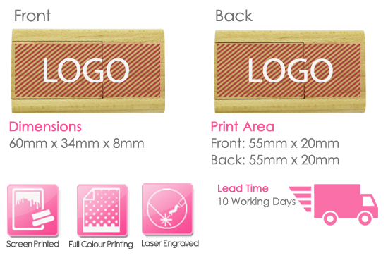 Wooden Flip USB Stick Print Area Wooden Flip USB Stick Print Area