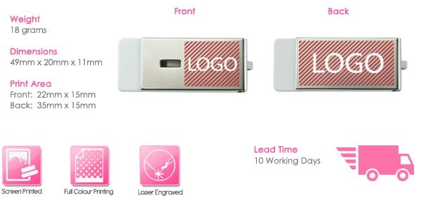 Rotator USB Stick Print Area Rotator USB Stick Print Area