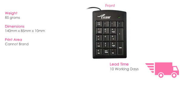 Branded Dickens Numerical USB Keyboard Print Area Branded Dickens Numerical USB Keyboard Print Area
