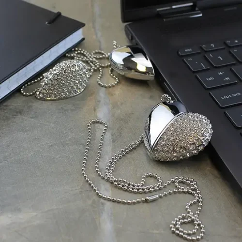 Crystal Heart Branded USB Memory Stick