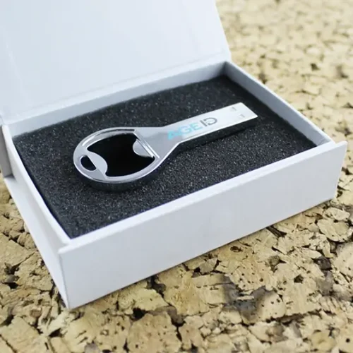 Branded Retro Bottle Opener USB Stick in a USB Box