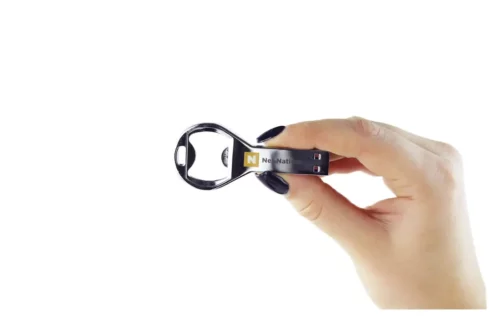 Branded Retro Bottle Opener USB Stick held in Hand