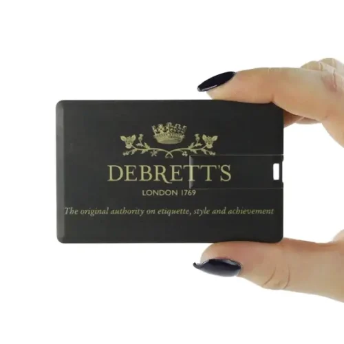 Branded Slim Card USB Stick held in Hand