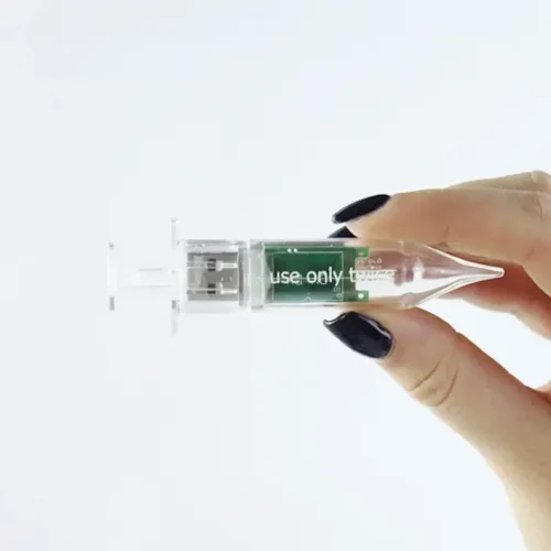 Branded Syringe USB Stick held in Hand