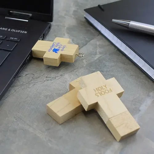 Wooden Cross Branded USB Memory Stick