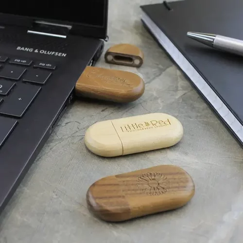 Wooden Pebble Branded USB Memory Stick
