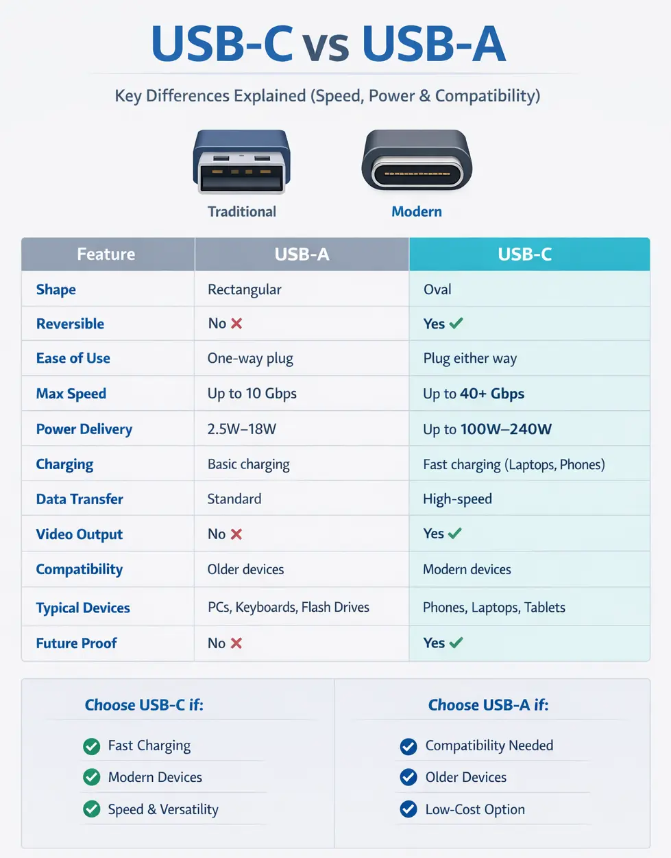 USB-C vs USB-A Key Differences