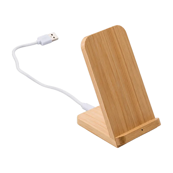 Bakewell Bamboo Wireless Phone Stand with your branding