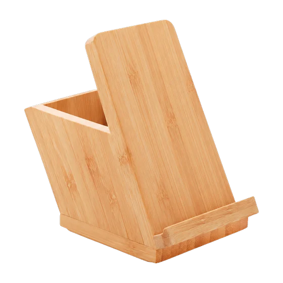 Brecon Bamboo Wireless Charger Pen Pot with your branding