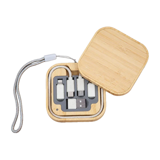 Cromer Bamboo Wireless Charging Kit with your branding