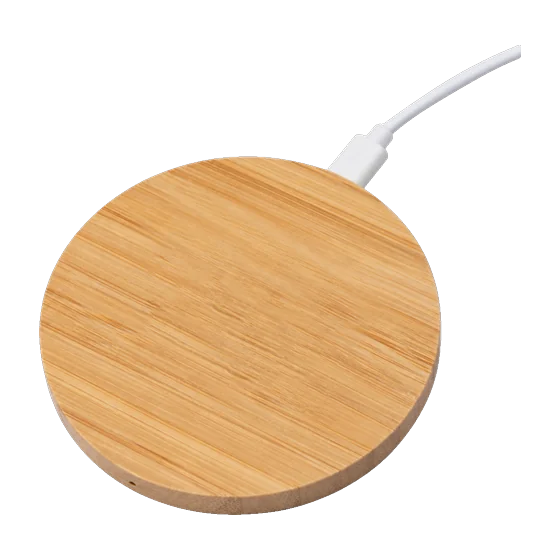 Fakenham Bamboo Circle Wireless Charger with your branding