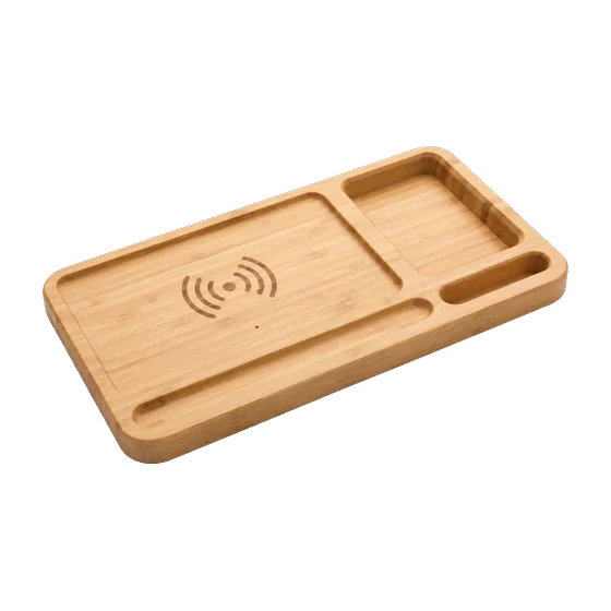 Hebden Bamboo Desk Organiser Charger with your branding