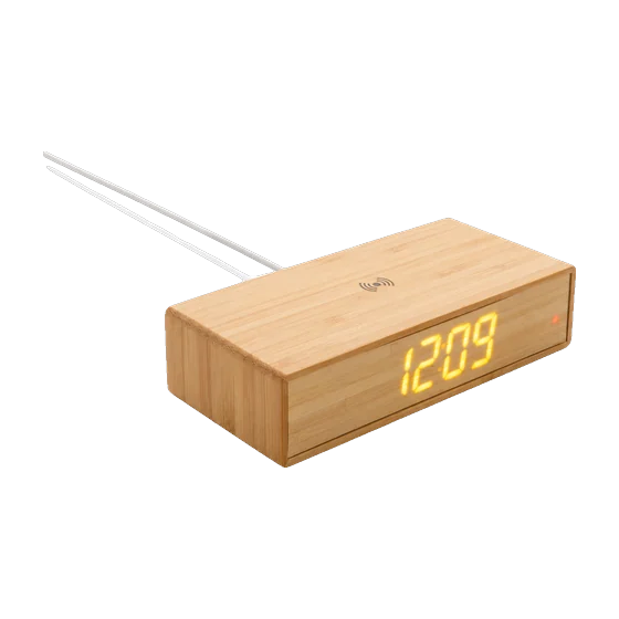 Pickering Bamboo Alarm Clock Charger with your branding