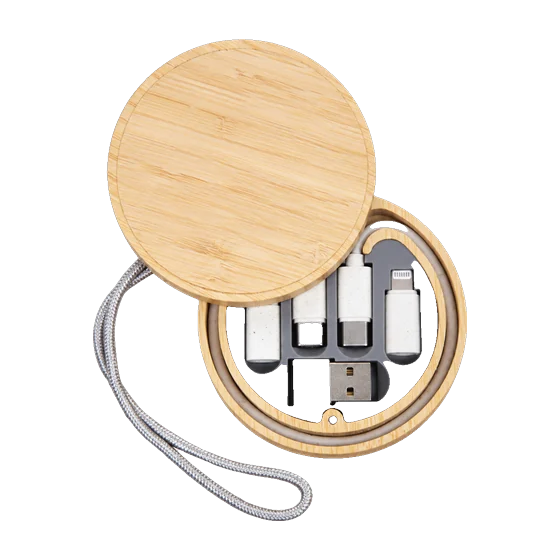 Sheringham Bamboo Wireless Charging Kit with your branding